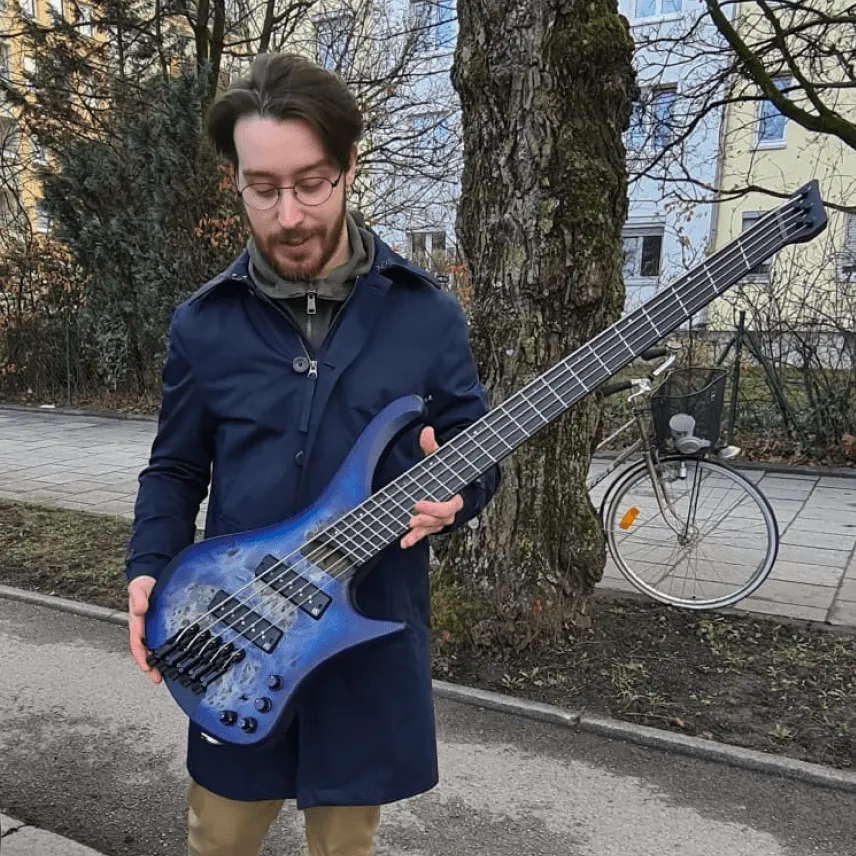 With my bass guitar